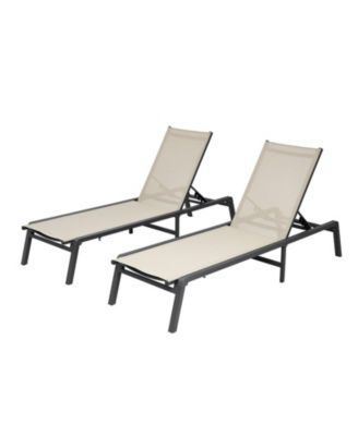 Set of 2 Outdoor Chaise Lounge Chairs, 400 lbs Capacity, Foldable Sun Tanning Chairs with 5 Adjustable Positions, Aluminum