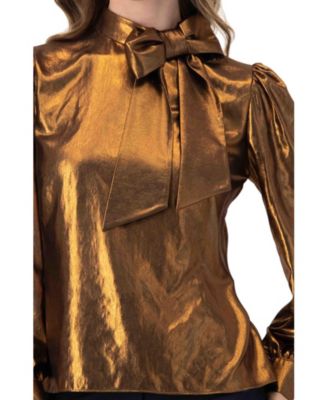 Women's Metalic Bow Blouse
