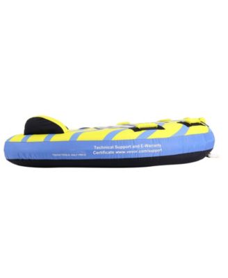Inflatable Towable Tube for Boating, 1-3 Riders, 510 lbs Capacity, Full Nylon Cover, EVA Grab Handles, Speed Safety Valve