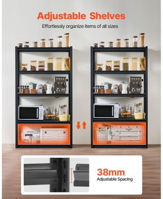 5-Tier Garage Storage Shelves, 18"D x 40"W x 72"H, 2000 lb Capacity, Adjustable Metal Utility Shelving Rack, Black