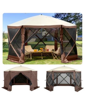 10 x 10 ft 6-Sided Pop-Up Gazebo Screen Tent, Mesh Windows, Carry Bag, Ground Stakes, Outdoor Canopy Shelter