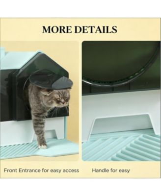 Hooded Cat Litter Box in Light Blue