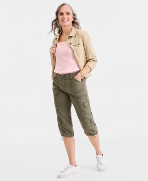 Женские брюки Style & Co Petite Mid-Rise Cargo Capri Pants