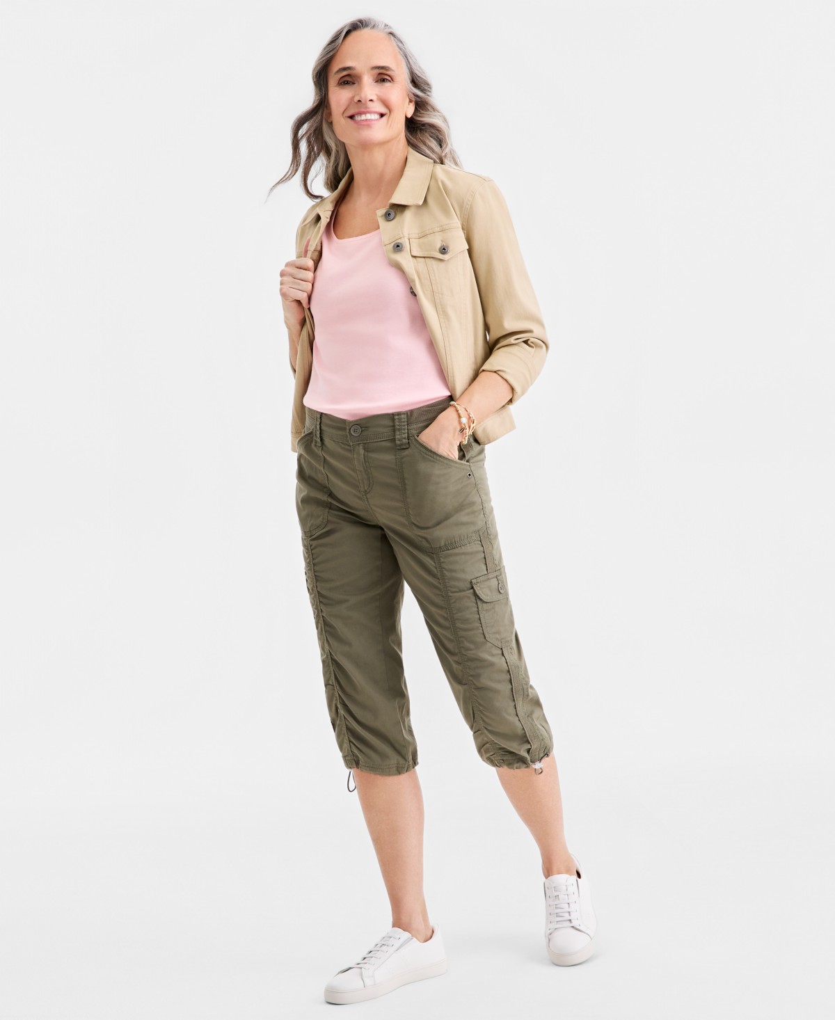 Женские брюки Style & Co Petite Mid-Rise Cargo Capri Pants — фото 1