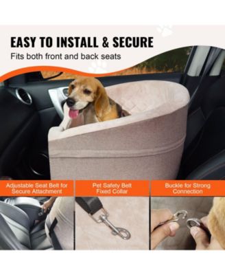 Waterproof Dog Car Booster Seat with Storage Pocket and Safety Leash