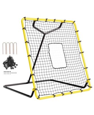 Baseball/Softball Rebounder Net, 4' x 4.5', Pitchback Trainer w/ Target, 4 Adjustable Angles