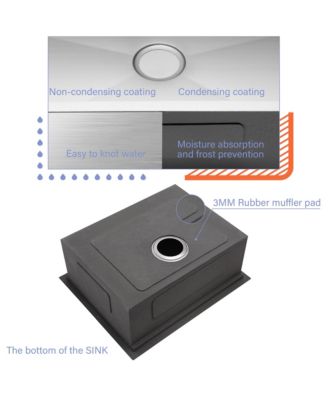 23x19x10 Inch Single Bowl Undermount Workstation Kitchen Sink 16 Gauge 304 Stainless Steel Deep Sink
