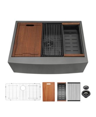 33x22x10inch Farmhouse Apron Single Bowl Kitchen Sink Stainless Steel Workstation