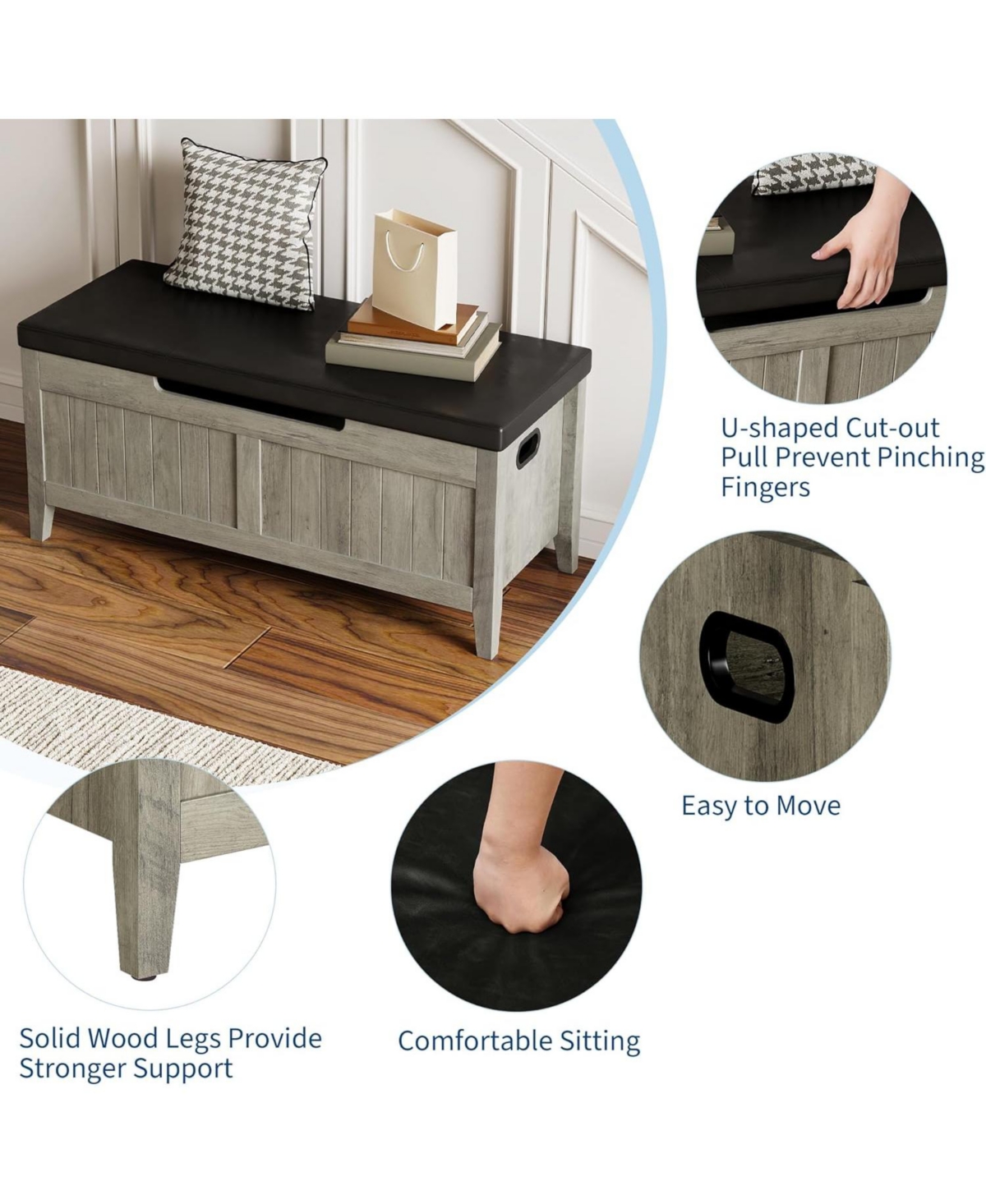 Gaomon Storage Bench, 39.4" Wooden with