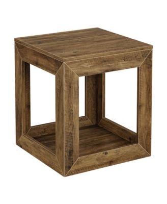 Farmhouse End Table Set of 2, 20" Large Square Side Table with Storage Shelf, Rustic Wood Nightstand for Bedroom, Living Room, and Office