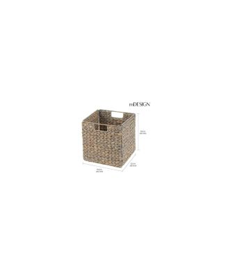 Hyacinth Woven Cube Bin Basket Organizer, Handles, 6 Pack, Gray Wash