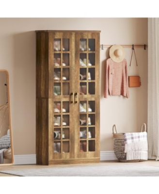 71-Inch Tall Shoe Cabinet with Doors Set of 2, 8-Tier Shoe Storage Cabinet with Adjustable Shelves, Modern Shoe Organizer Shoe Rack Cabinet