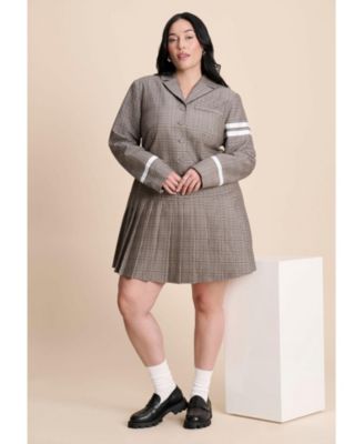 Women's Pleated Plaid Mini Dress