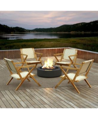 Teak Wood Patio Chair with Webbing Seat and Backrest