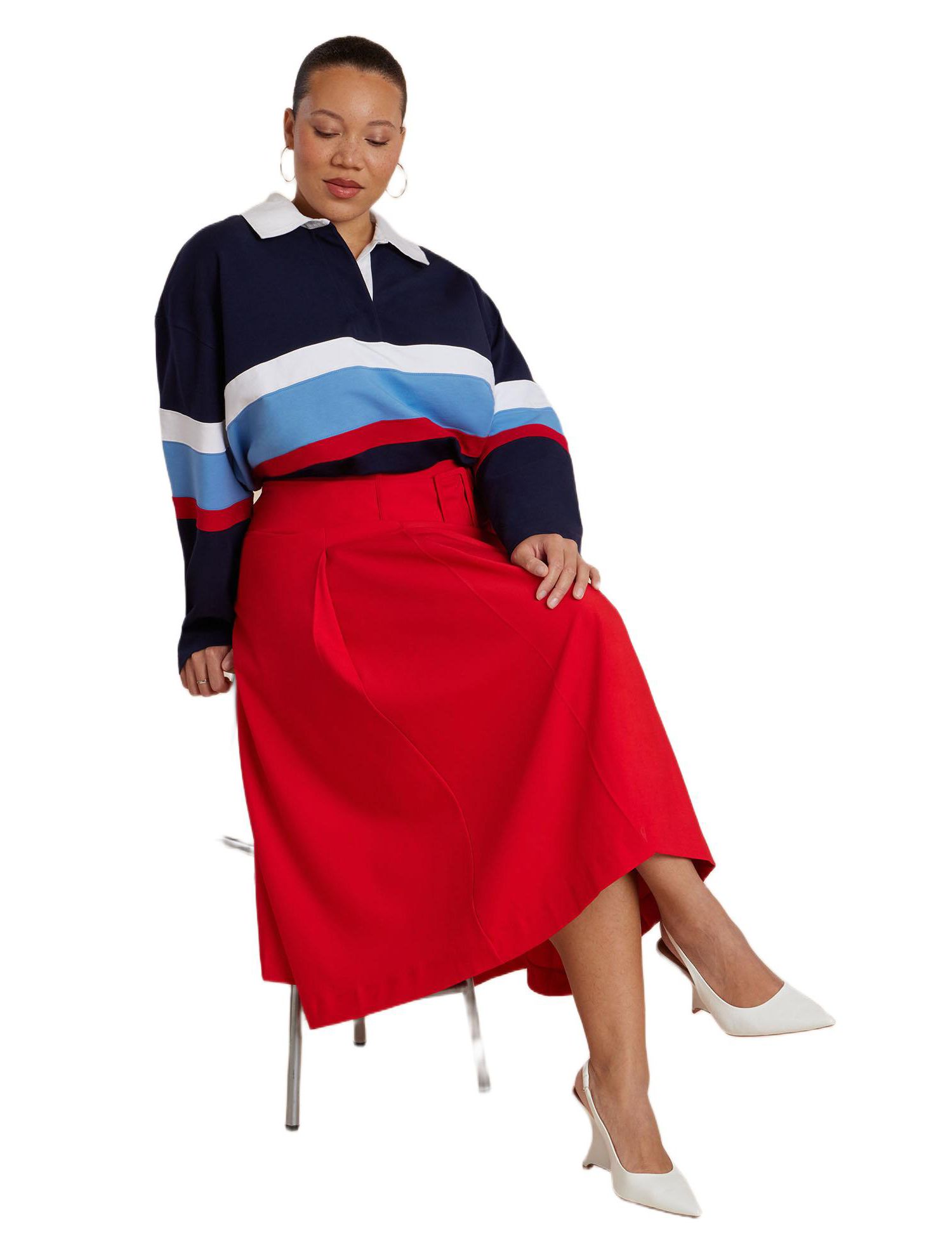 Women's Pleated Belted Midi Skirt