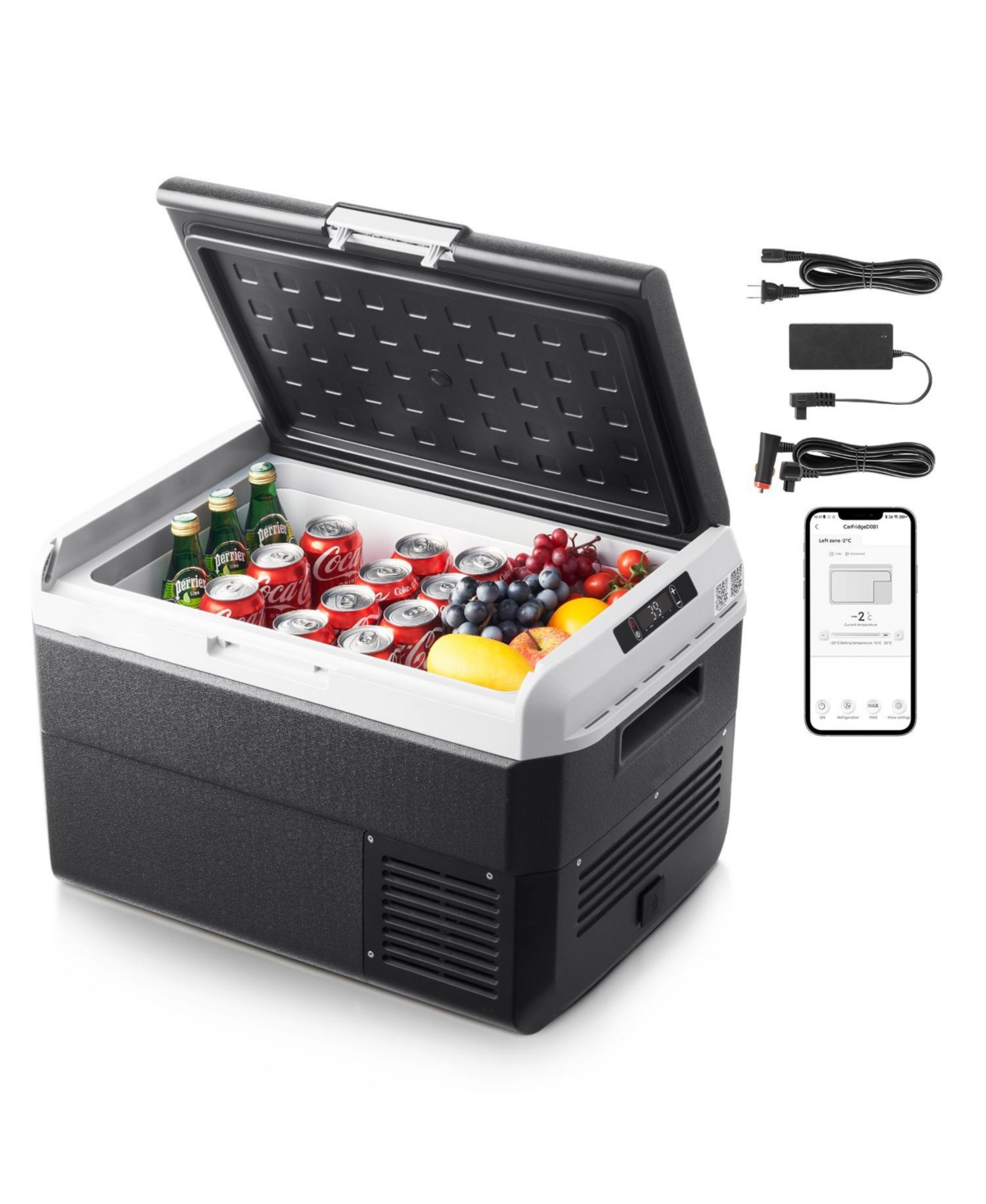 Mecale 42.3QT/40L Car Refrigerator Freezer, -4°F to 68°F, 12/24V Dc & 100-240V Ac, Portable Compressor Cooler