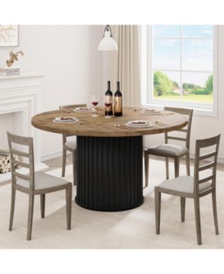 Kitchen Round Dining Table for 4-6 People Retro Dining Room Table