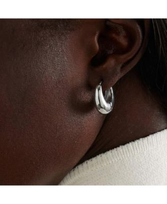 Silver-Tone Huggie Hoop Earrings