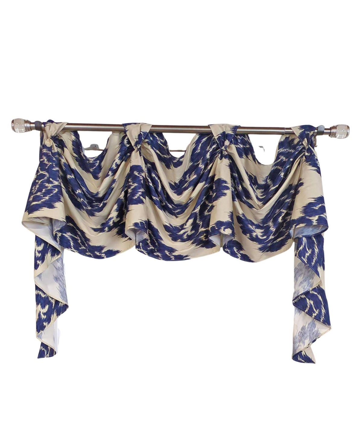 Rlf Home Flame 3-s Victory 100% Cotton Tab Top Swag Window Curtain 54" x 25" Navy