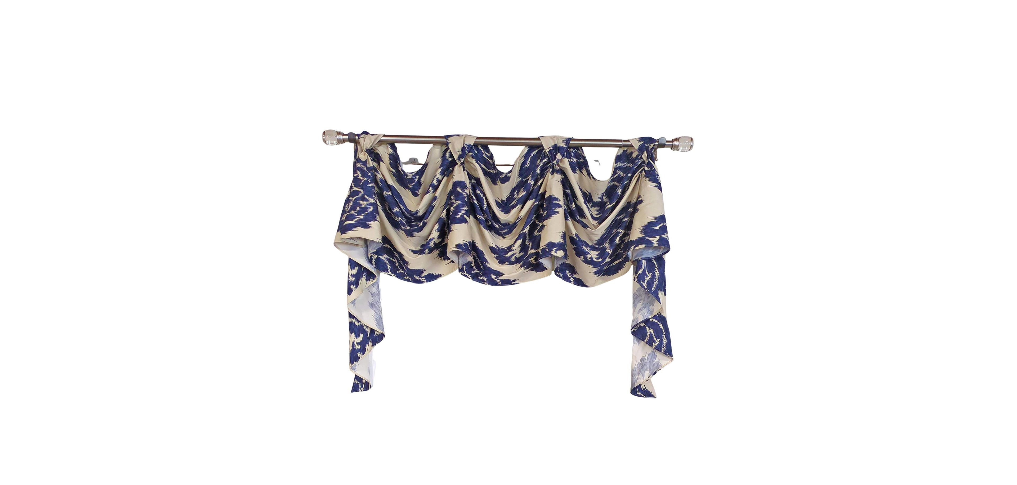 Rlf Home Flame 3-s Victory 100% Cotton Tab Top Swag Window Curtain 54" x 25" Navy