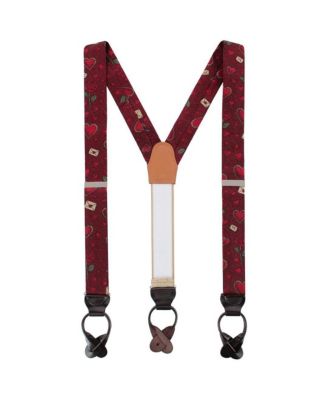 Amor Valentine's Note Silk Button End Suspenders