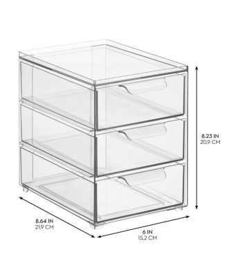 Plastic 3 Drawer Stackable Organizer for Bathroom Storage,4 Pack