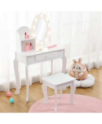 Kids Vanity - Vanity Desk Mirror Lights - Girls Vanity for Bedrooms, Apartments, Easy to Assemble