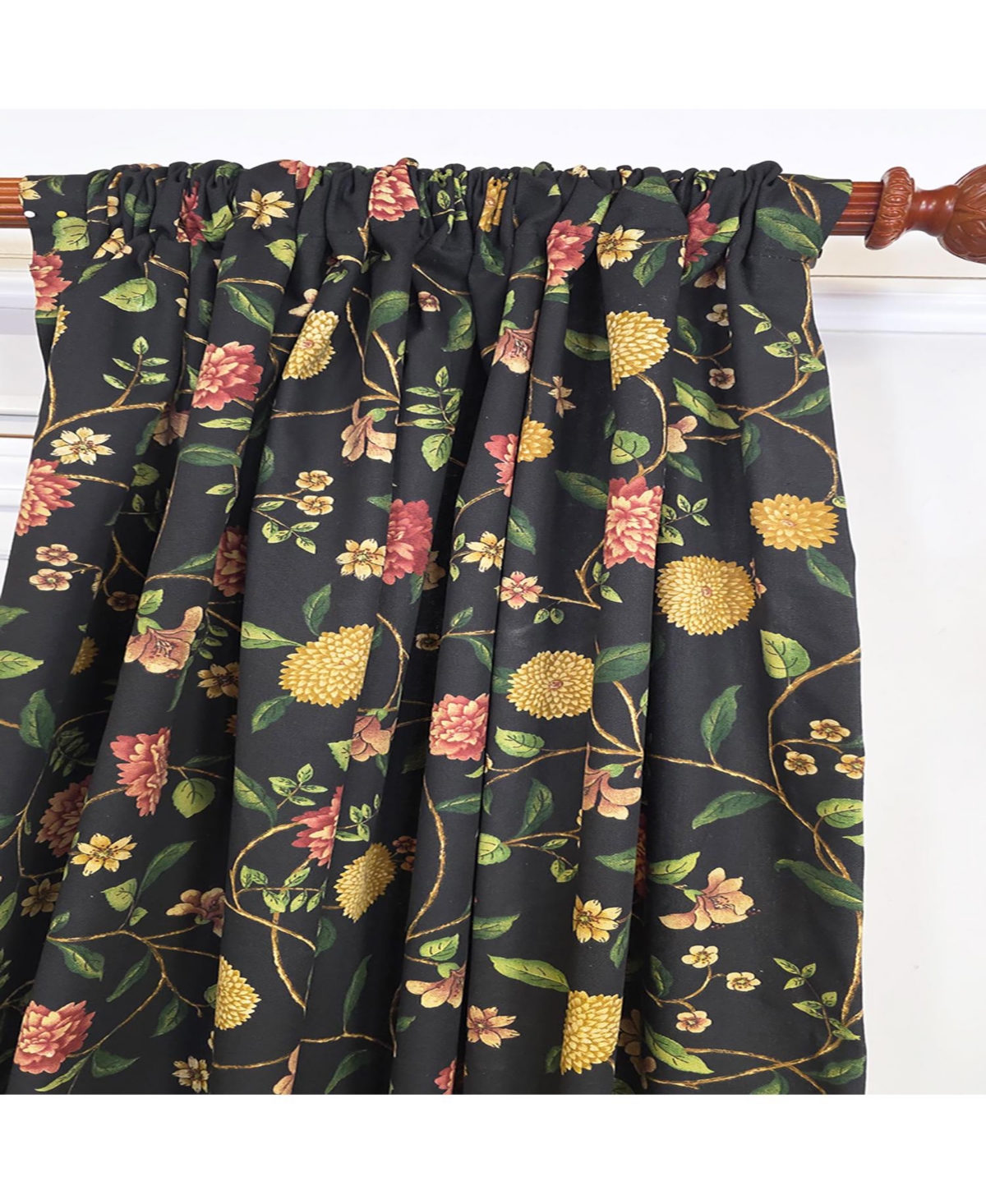 Rlf Home NightFall 100% Cotton Rod Pocket Window Curtain set of 2 Panels 100" x 96" Black