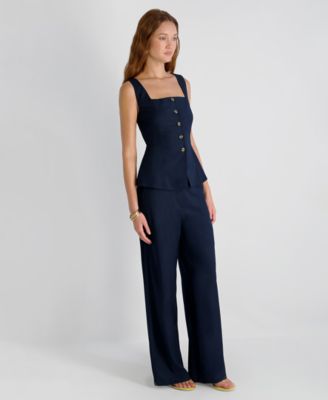 Women's Twill High-Rise Relaxed Ankle Trousers