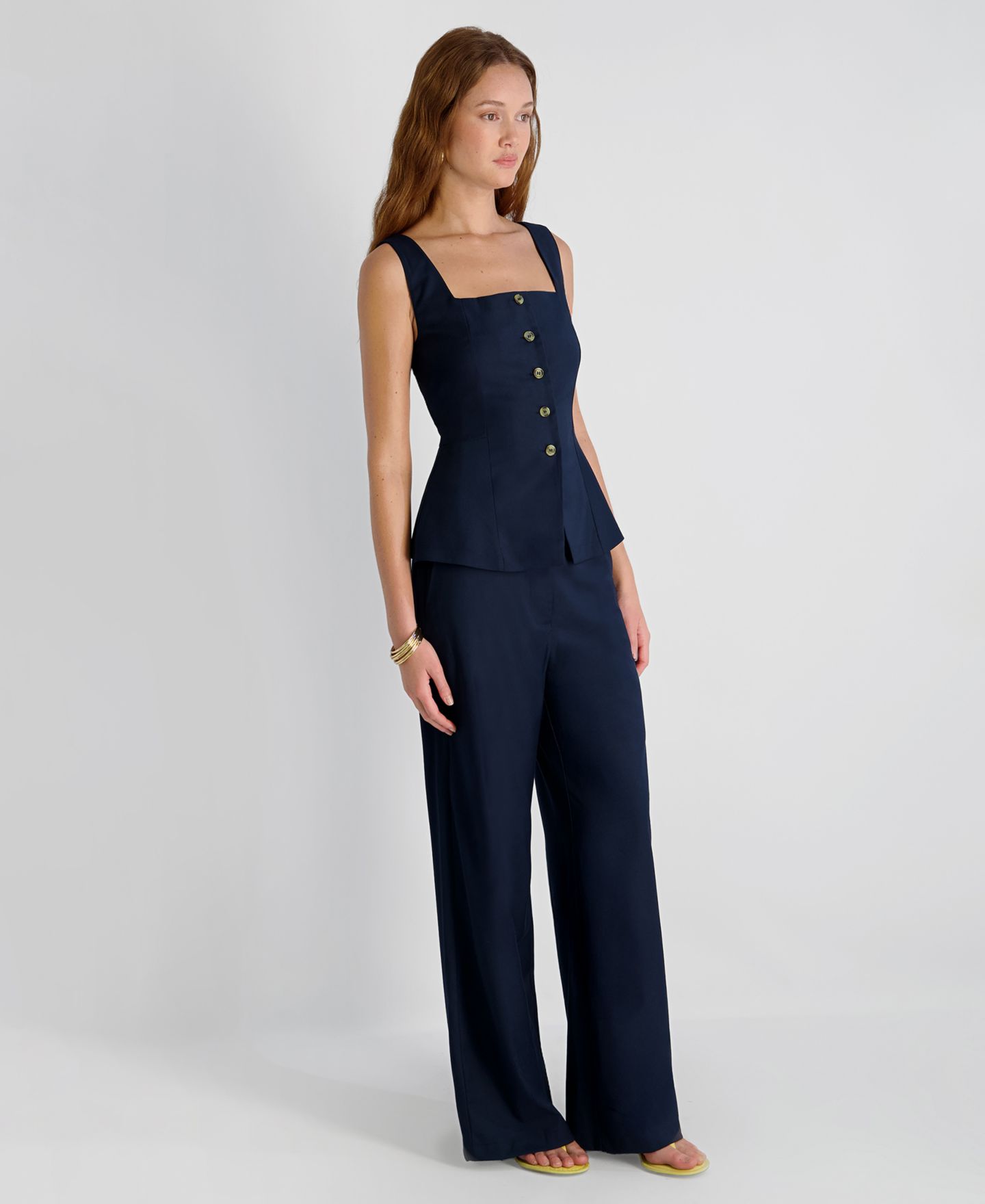 Женские брюки French Connection Twill High-Rise Relaxed Ankle Trousers, цвет: Морской — фото 5