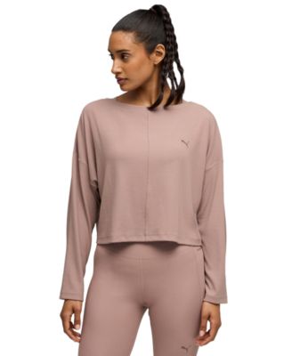 Women's Cloud-Spun Rib Slouch Crew Neck Long Sleeve Shirt