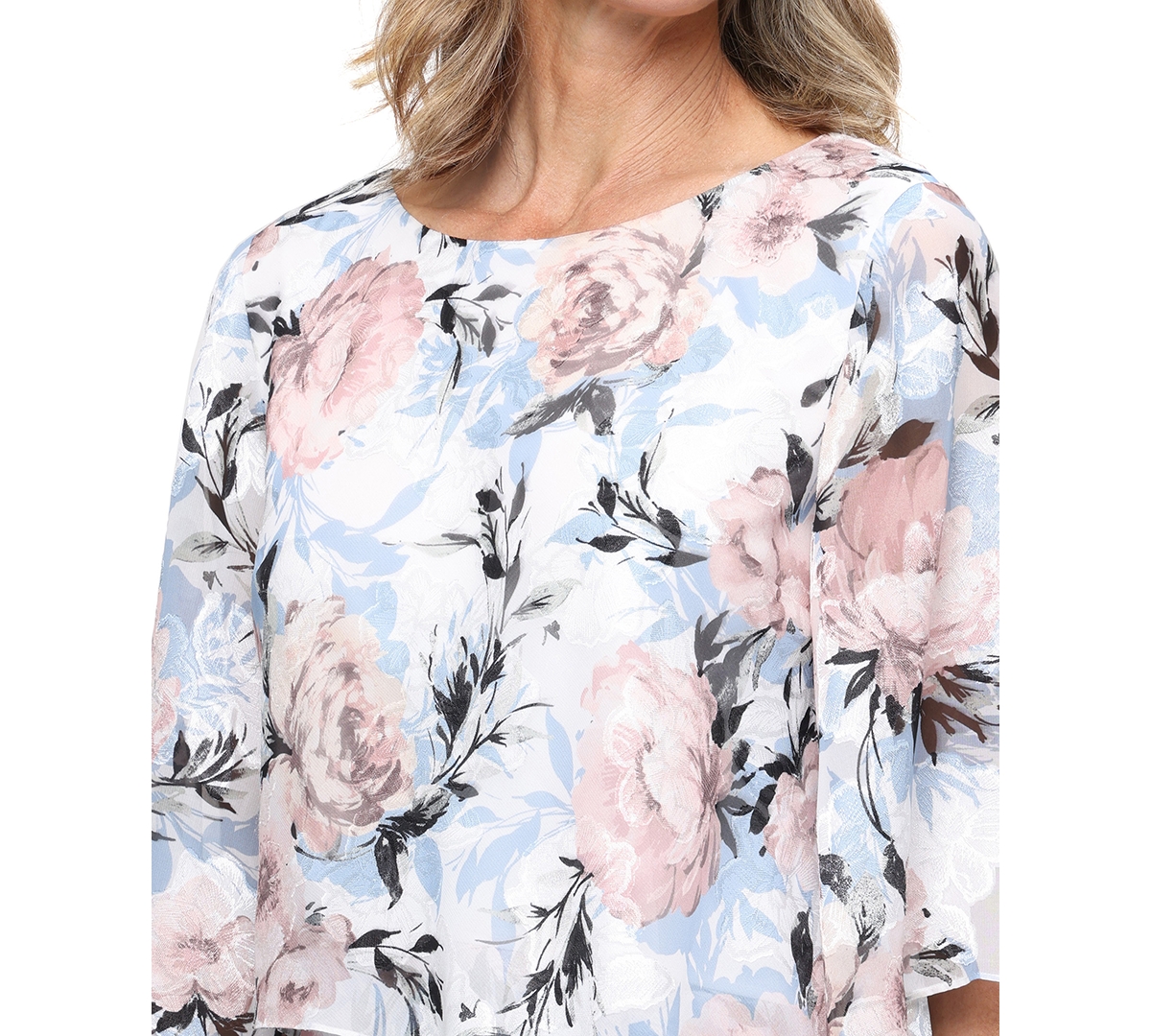 Alex Evenings Petite Printed Burno Boat Neck Top