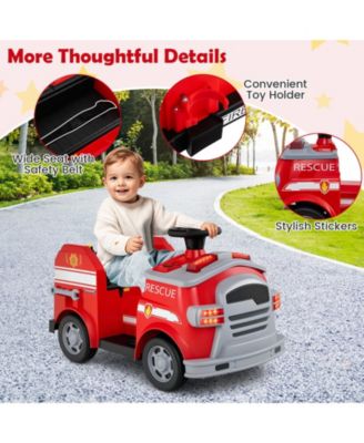 Kids Electric Fire Truck Ride On Car With Siren Lights And Safety Helmet