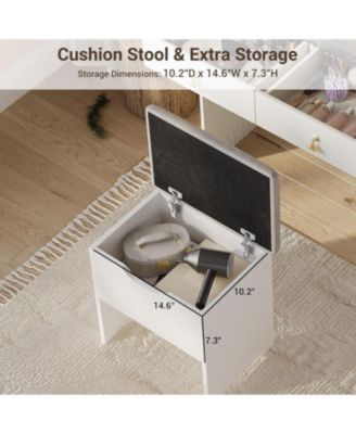 Vanity Desk Makeup Vanity Table 3 Lighting Color Adjustable Mirror and Charging Station Dressing Table Set for Bedrooms