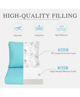 Outdoor Deep Seat Cushion Set, Waterproof Patio Furniture Cushions with Adjustable Straps & Removable Cover, Set of 2