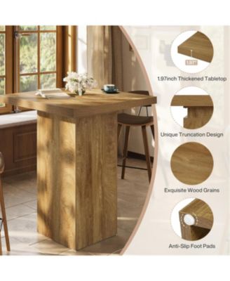 Square Bar Table, 39.4" H Industrial High Top Bistro Pub Cocktail Table, Small Counter Height Dining Table