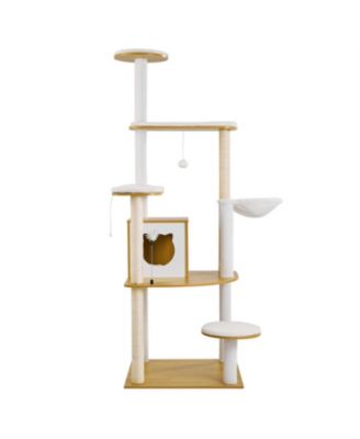 68.9"Tall Multi-Level Cat Tree with Cat Condo in Natural