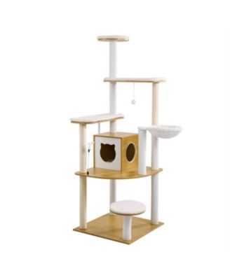 68.9"Tall Multi-Level Cat Tree with Cat Condo in Natural