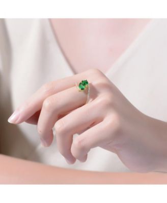 Elegant 14K Gold Plated Double Pear Cubic Zirconia Bypass Ring