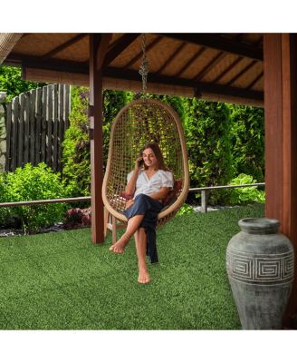 Interlocking 24"x24" Artificial Grass Tiles for Balcony, Patio, Deck Flooring, Pets & Dog Pad - Self-Draining