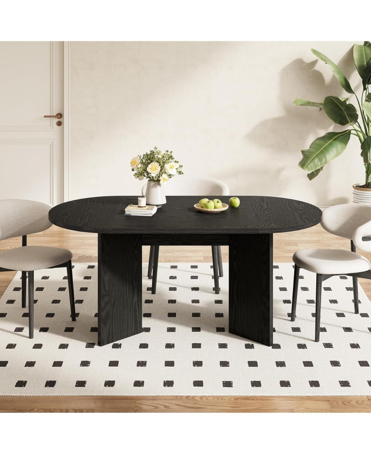 Tribesigns 63" Oval Farmhouse Dining Table for 4-6