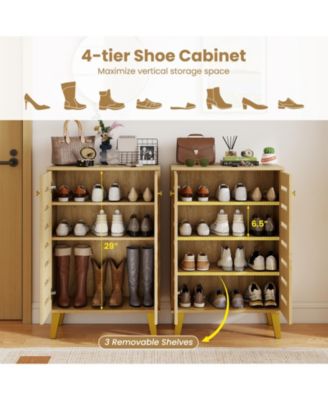 Modern 4-Tier Freestanding Shoe Storage Cabinet with Doors