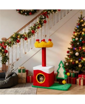 29.5" Tall Multi-level Cat Tower with Cat Condo in Red