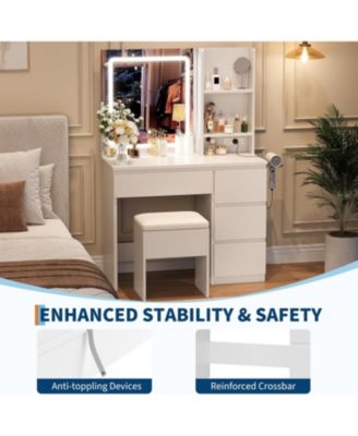 Vanity Desk  Mirror and Lights - Modern Makeup Dressing Table  for Bedrooms, Apartments, Easy to Assemble