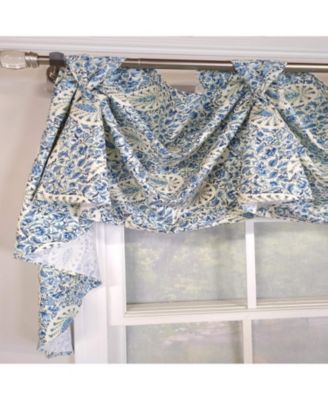 Paisley Verveine 3-S Victory 100% Cotton Tab Top Swag Window Curtain 54" x 25" Blue