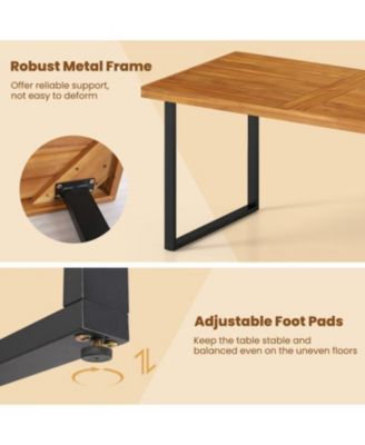 Acacia Wood Dining Table for 6 People Wooden Rectangular Table