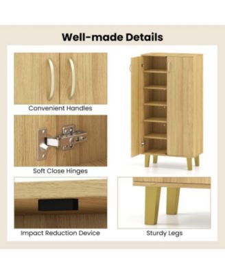 Modern 6-Tier Freestanding Shoe Storage Cabinet with Doors