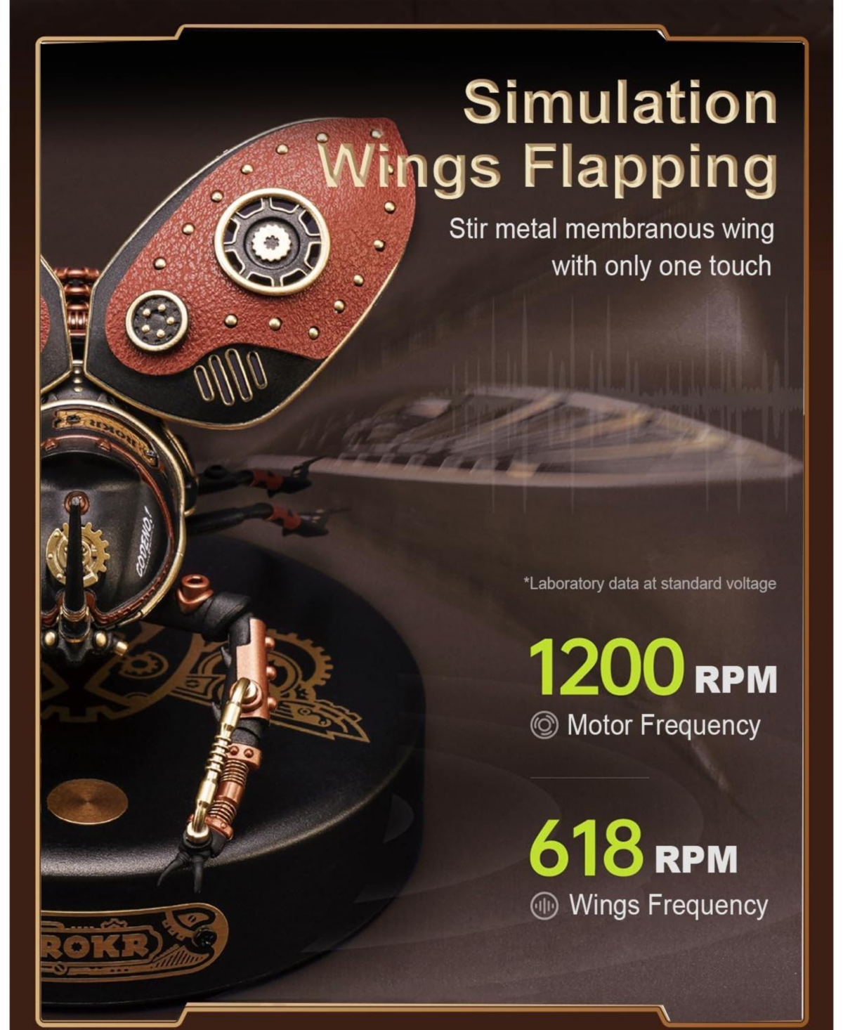 Robotime 3D Puzzles for Adults Electric Insect Metal Model Building Kit Desk Toys Hobby Kit for Adults Gift for Teens Rhinoceros Beetle Red