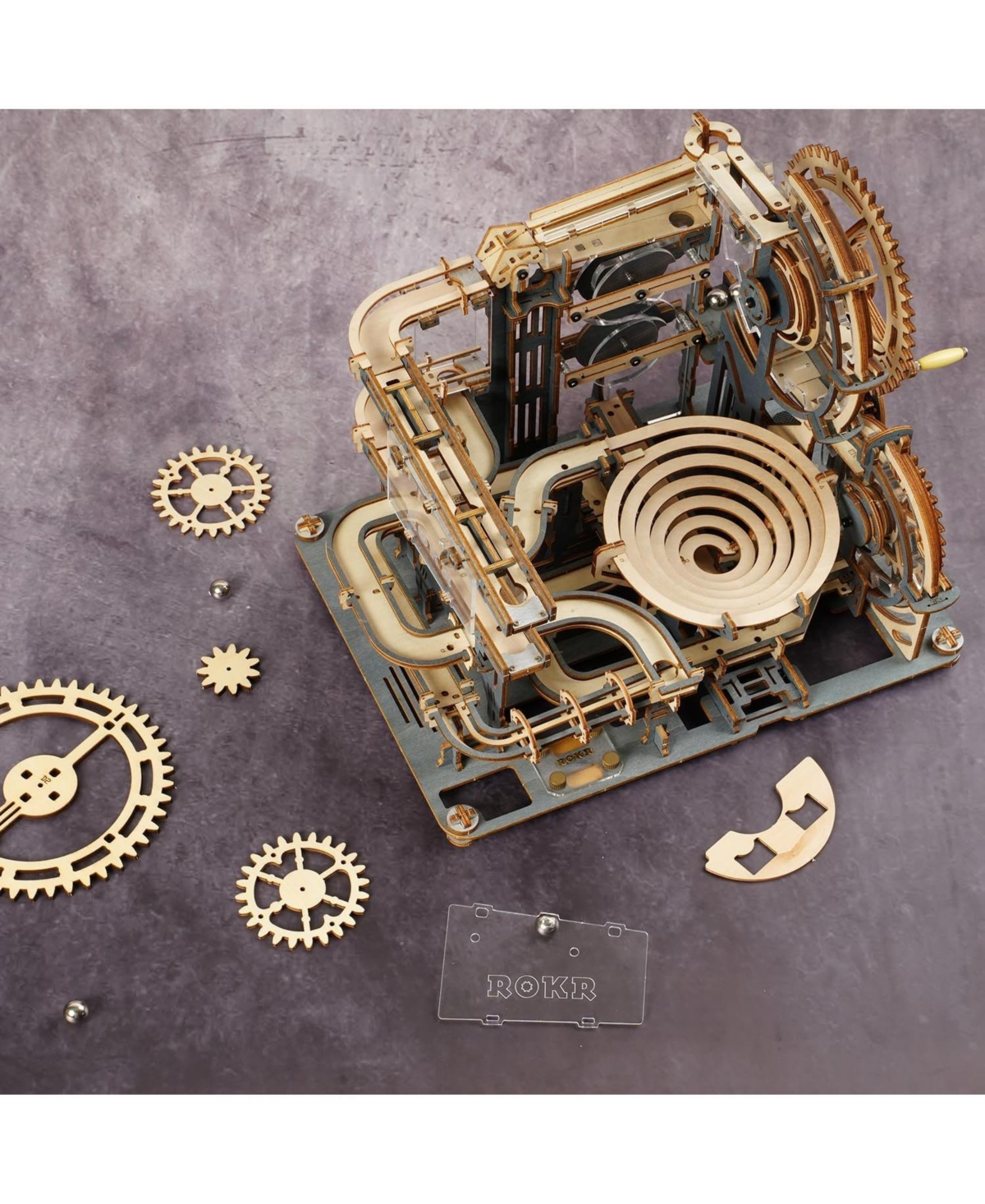 Robotime 3D Wooden Puzzles for Adults Marble Run Model Building Kit Marble Night City Wooden Puzzles Building Toy, Desk Decor Creative Birthday Gifts