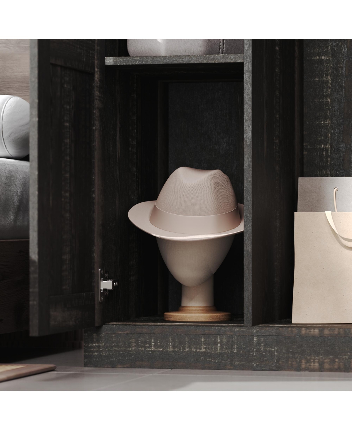 Homsee 4-Door Wardrobe With Strong Storage，Bedroom Closet，Armoire,Brown